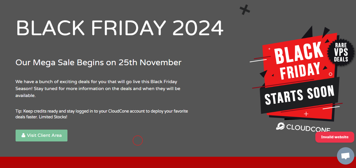CloudCone 2024 年黑色星期五 老用户领账户资金